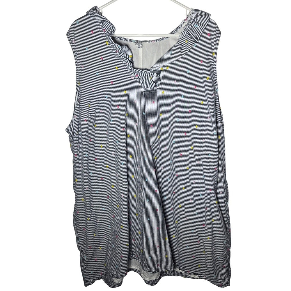 Crown & Ivy Stripe Embroidered Mini Dress Plus 4X Preppy Coastal Summer‎ Cottage